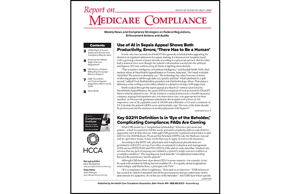 Report on Medicare Compliance 