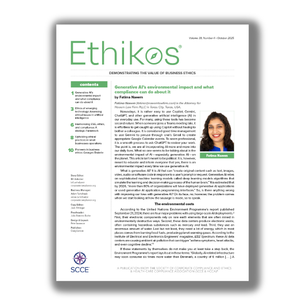 October 2025 Member-Exclusive Newsletter Ethikos is now available | Read now