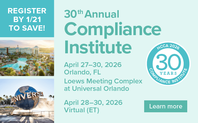 Register for HCCA's 30th Annual Compliance Institute!