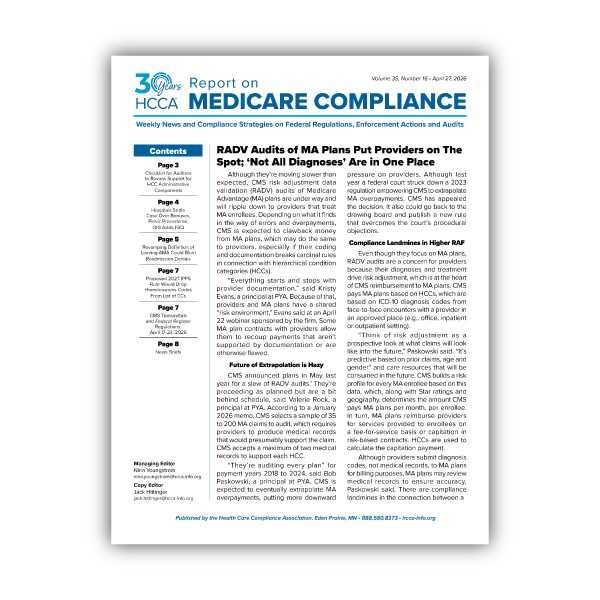 Report on Medicare Compliance - Stay ahead of regulations | Learn more and subscribe