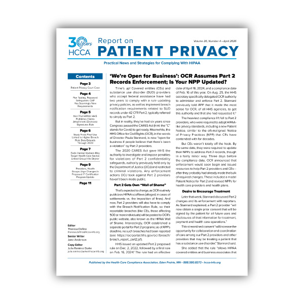 Report on Patient Privacy | Your trusted resource for HIPAA compliance and patient privacy solutions | Learn more and subscribe