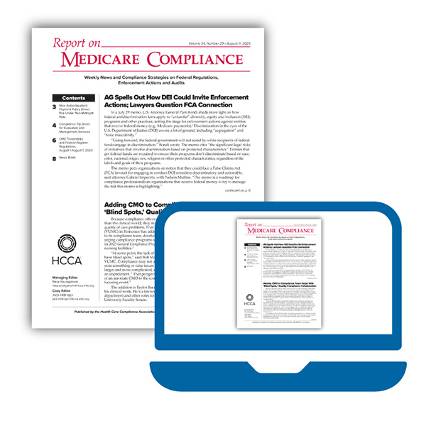 Healthcare compliance newsletter for Medicare regulations